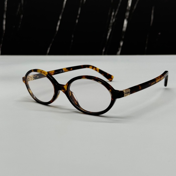 NEW MIU MIU MU04ZSF VAU08N HAVANA CLEAR MU 04ZS OVAL MU04ZSF WOMEN EYEGLASSES - Picture 1 of 11